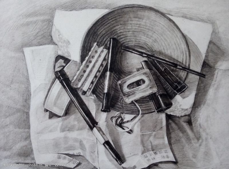 炭笔素描图片素材