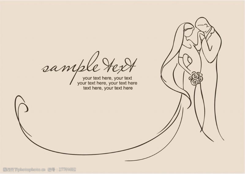 婚纱简笔画图片素材