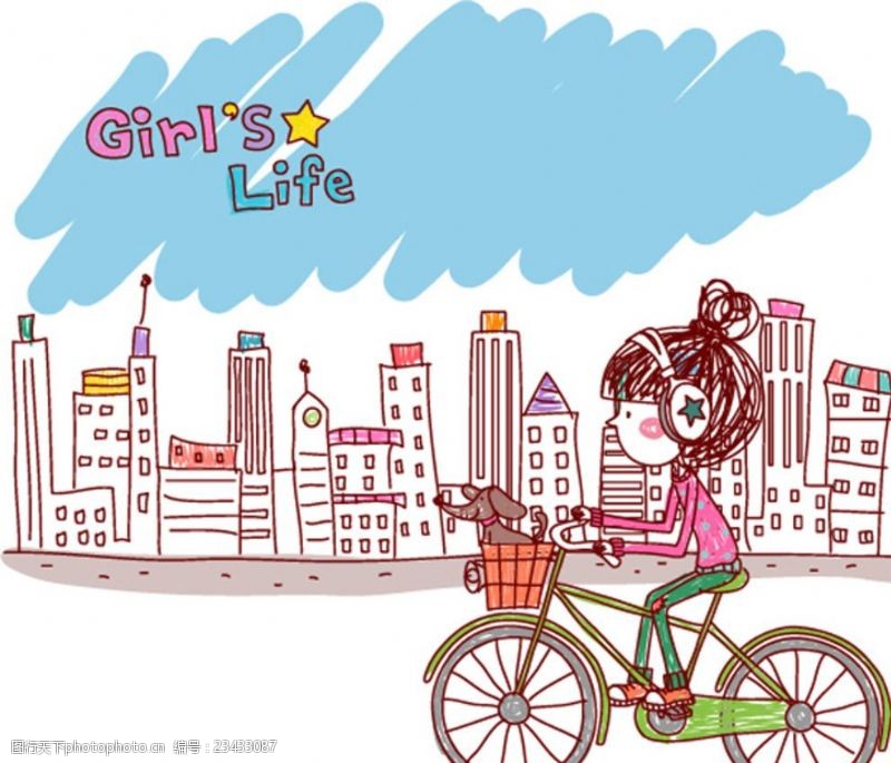 时尚女孩骑自行车