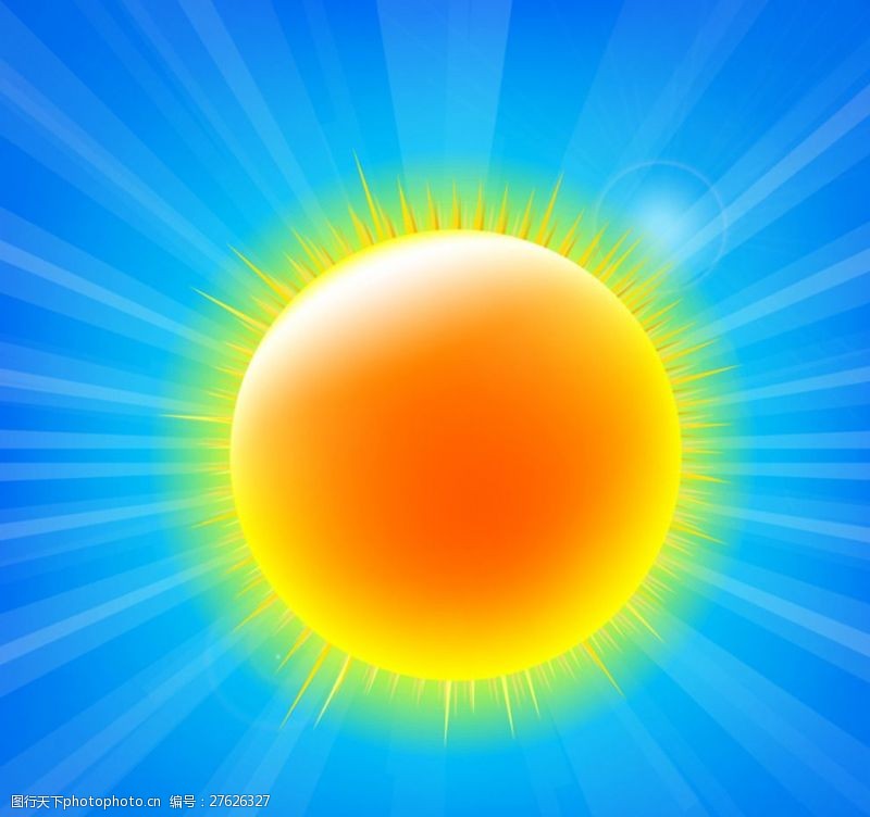 炎热夏季灿烂太阳设计矢量素材