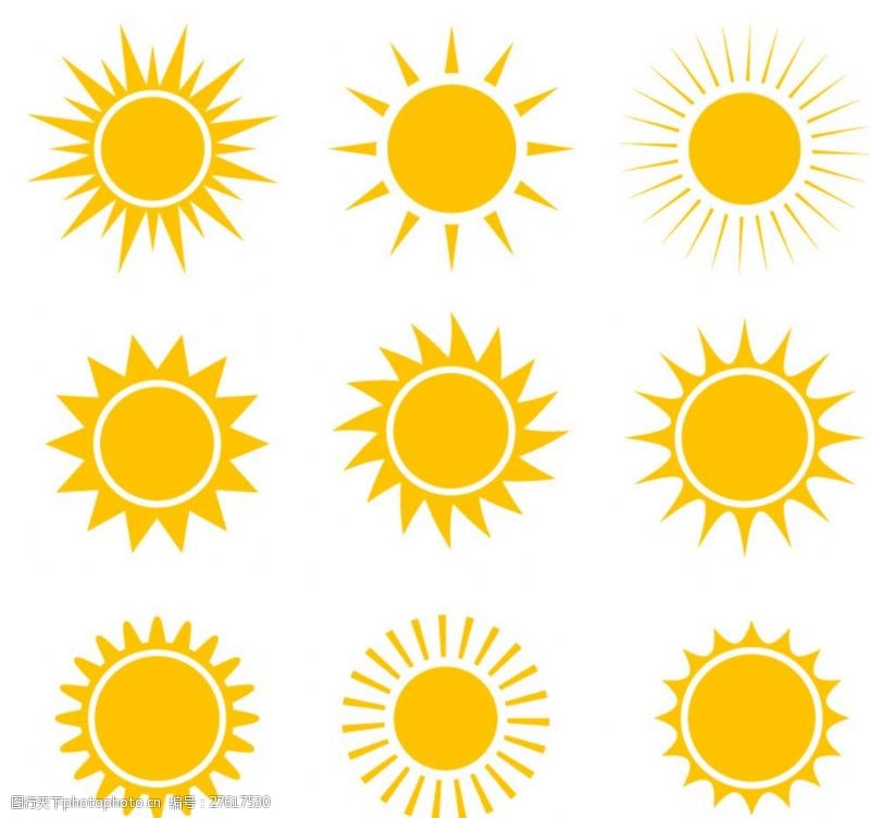 炎热夏季创意太阳图标矢量图