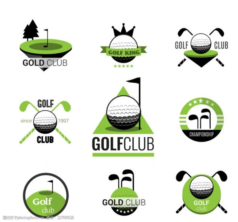 精致树木图标精致高尔夫俱乐部标志