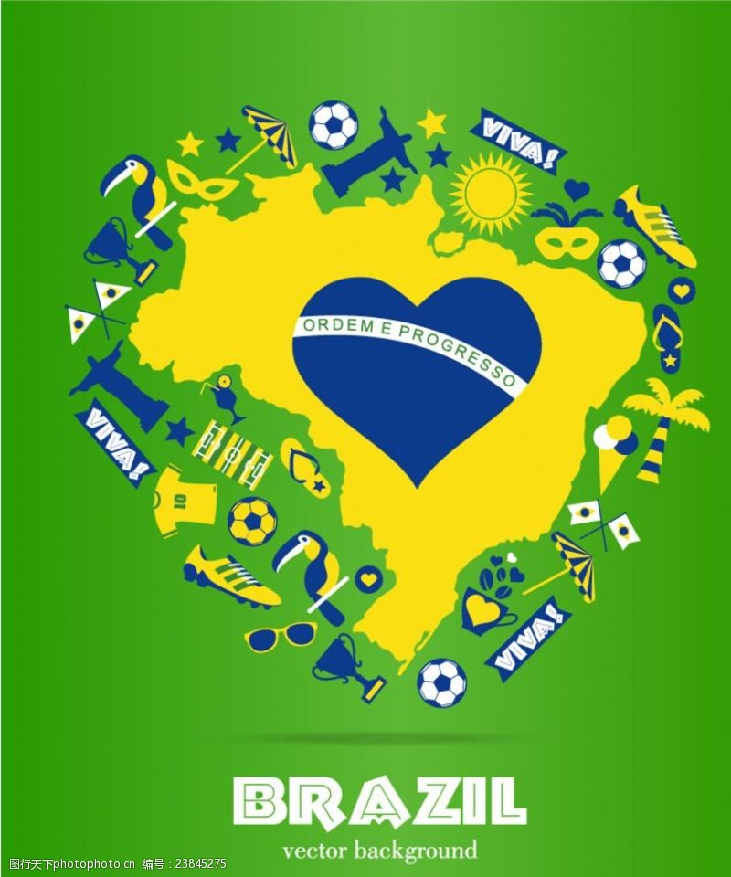 旗帜矢量咖啡巴西世界杯背景设计矢量素材