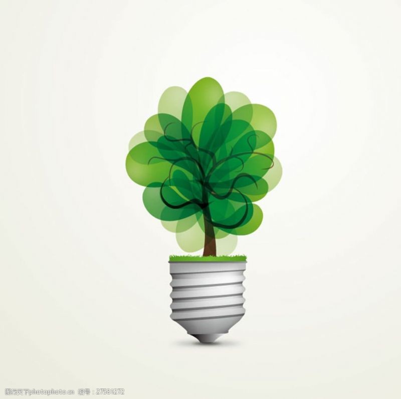 企业文化创意创意绿树灯泡