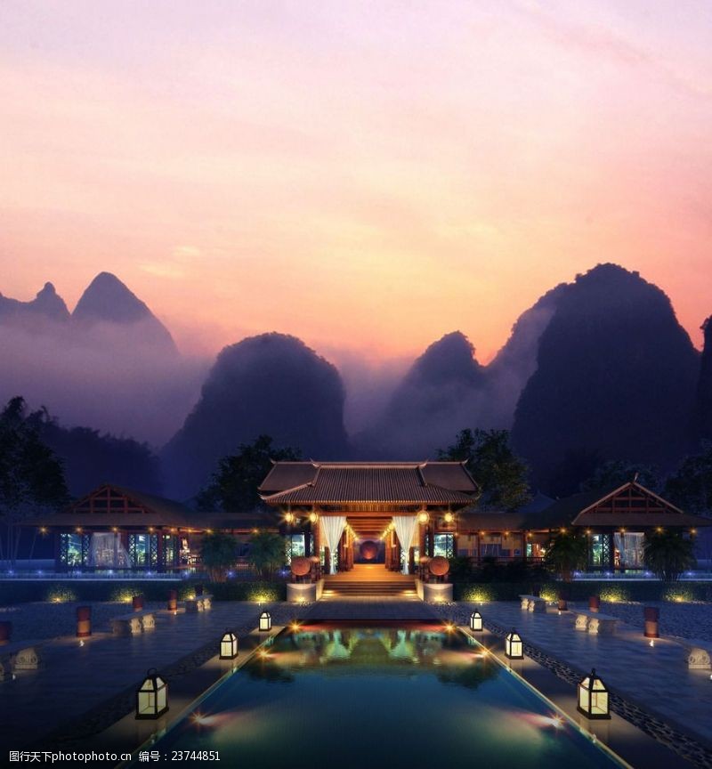 景观设计效果图广西瑶寨旅游区