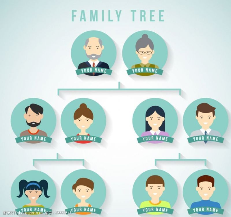 矢量人物老头创意家族树设计矢量图