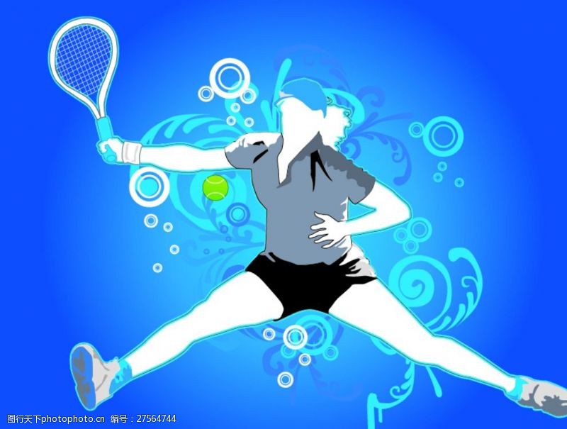 清平乐网球潮流运动插画