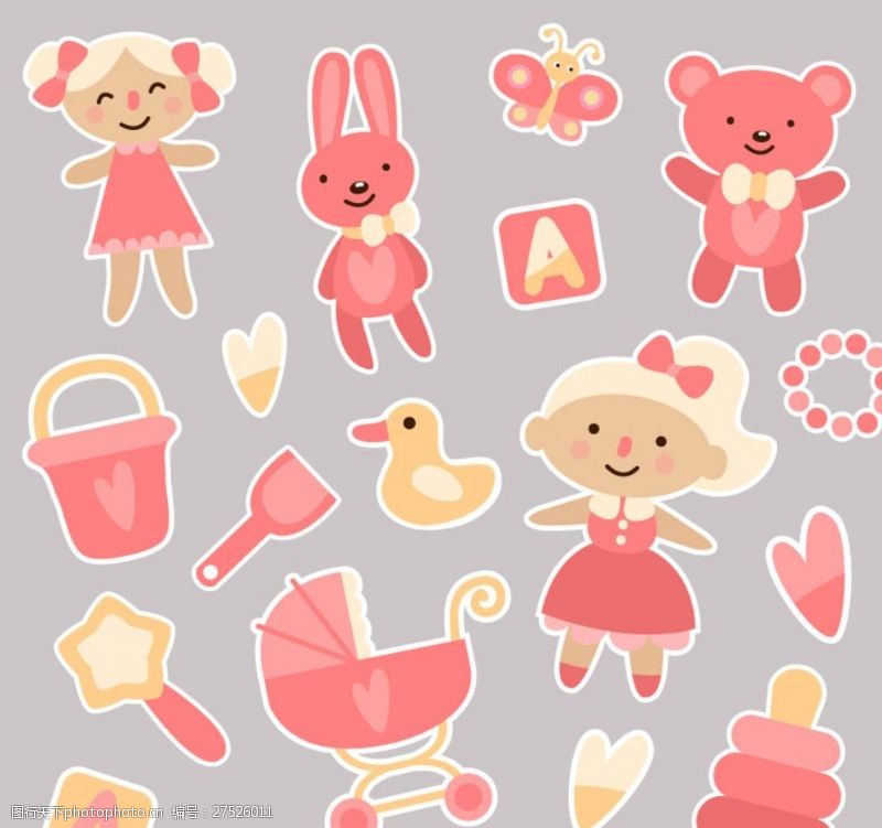 毛绒玩具母婴海报粉色婴儿玩具