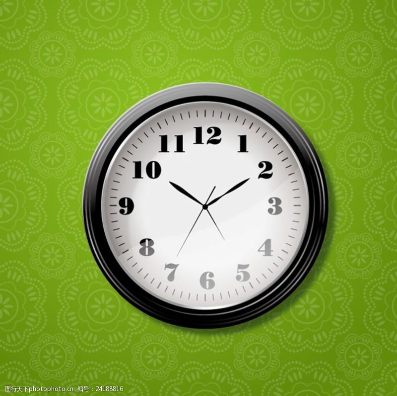 绿色钟表插画矢量素材