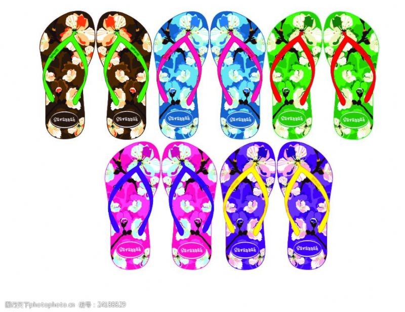 花卉布纹沙滩拖鞋设计