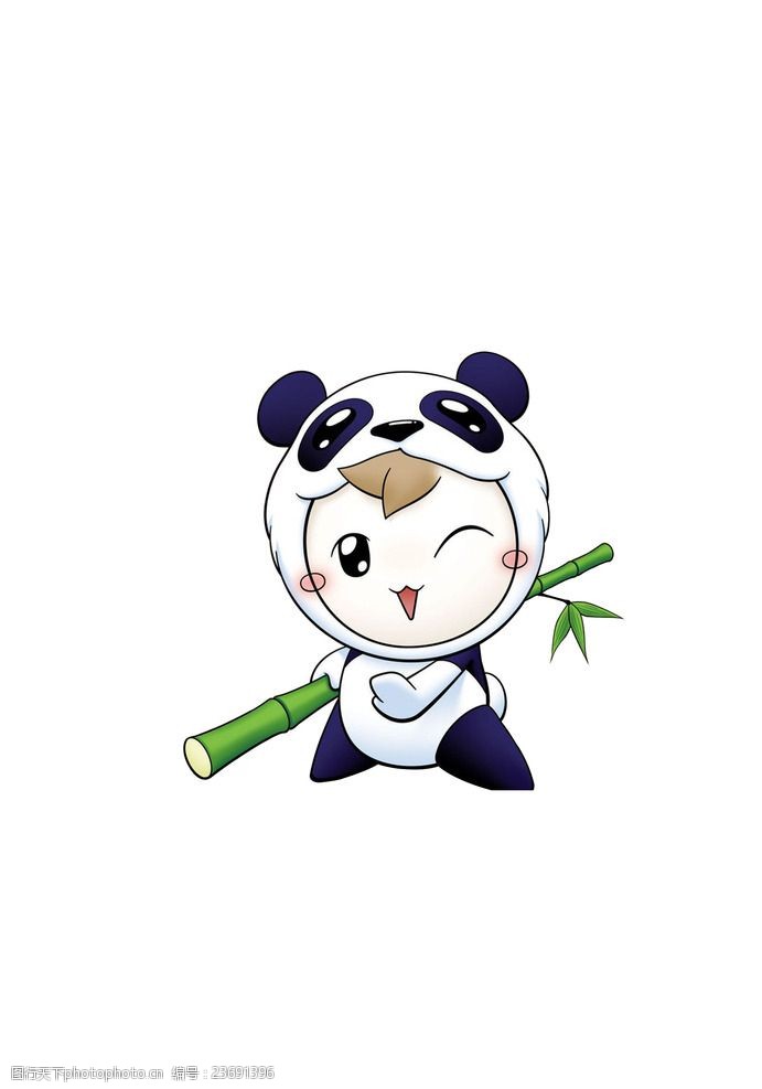 卡通熊猫熊猫拿竹子