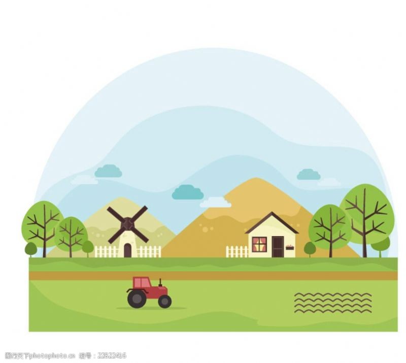 住宅海报卡通农场设计矢量素材