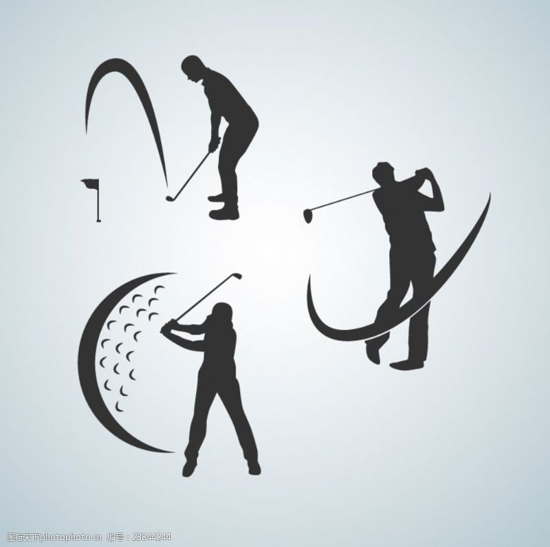 休闲高尔夫高尔夫球手剪影矢量素材