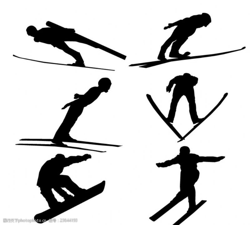 滑雪素材跳台滑雪人物剪影矢量素材
