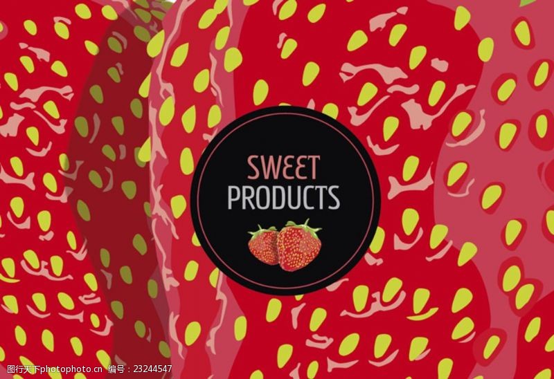 水果卡片创意草莓表面与标签背景矢量素材