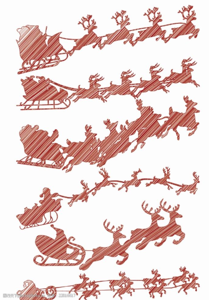 圣诞老人鹿车圣诞老人雪橇素材