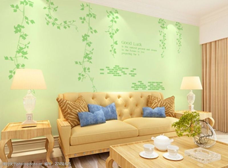 硅藻泥花型客厅沙发背景