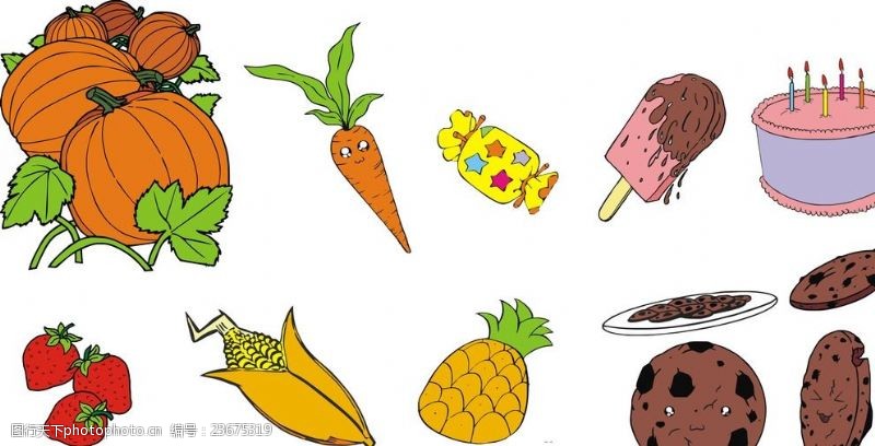 卡通菠萝矢量图简笔画蔬菜水果奥利奥