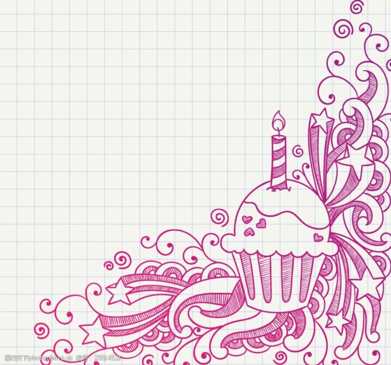 网点手绘花纹与杯型蛋糕