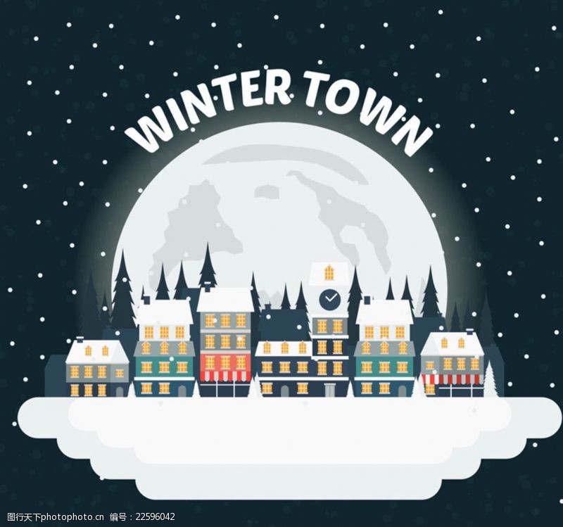 卡通楼房卡通冬季城市平安夜海报背景