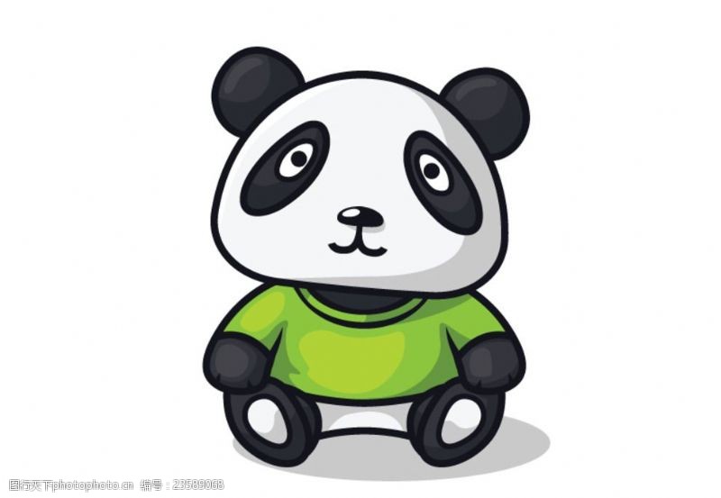 卡通熊猫卡通穿绿短袖的熊猫