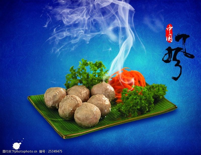 中国风美食肉丸子丸子美食海报