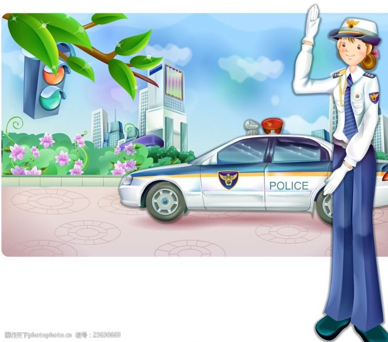 日常服务矢量卡通女警察