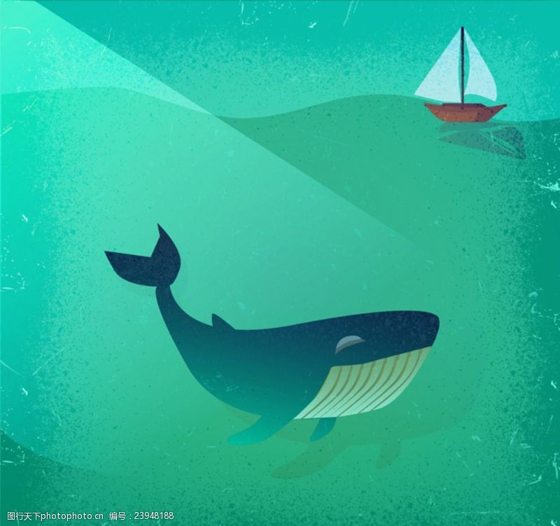 大海鲸鱼创意鲸鱼和帆船