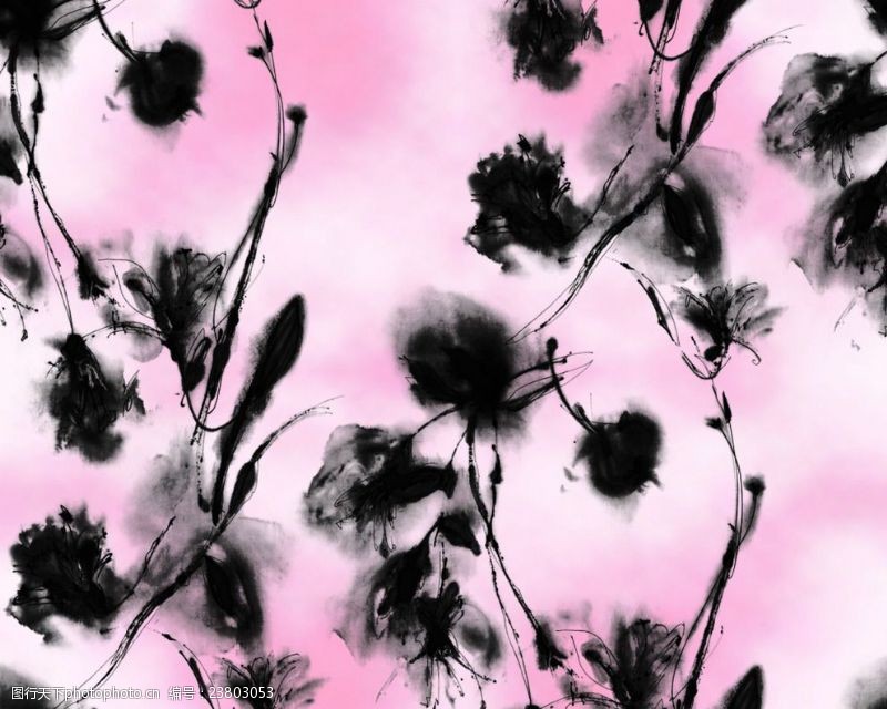 限高粉色云彩中的黑色花朵