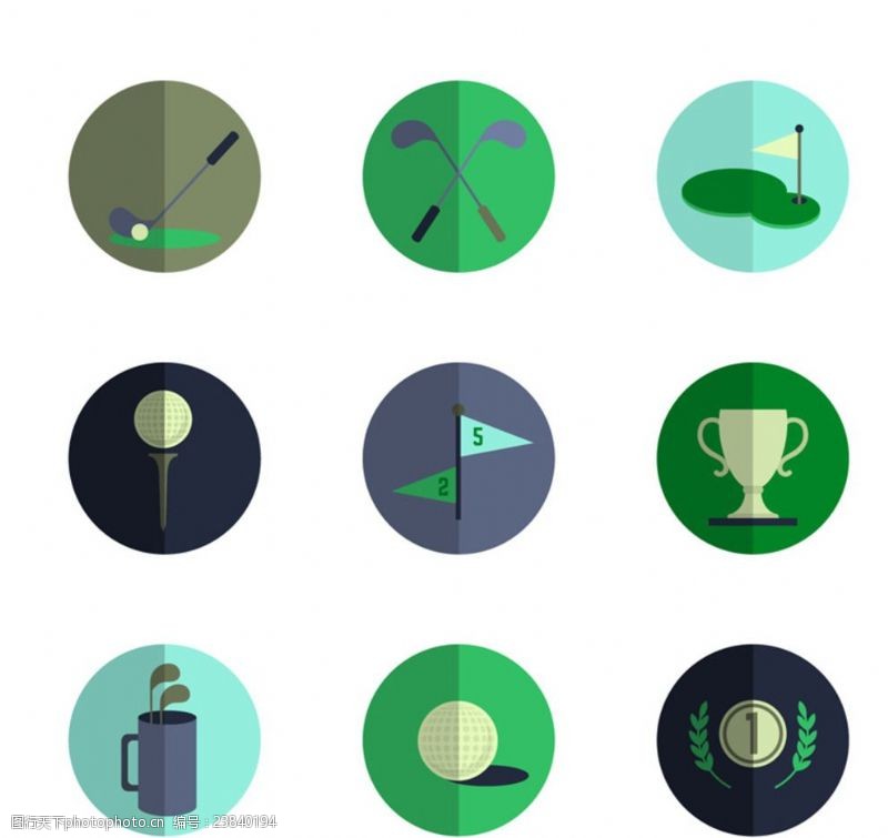 9款高尔夫图标矢量素材