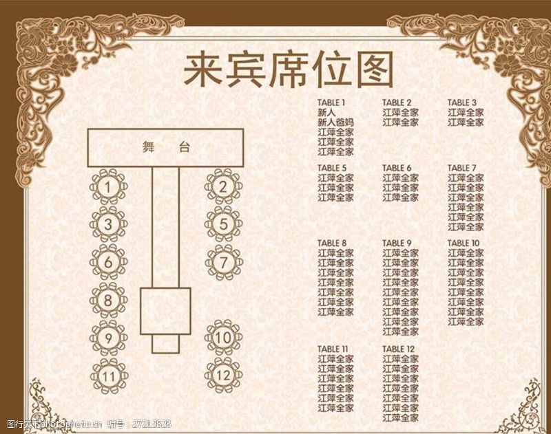 席位表婚礼席位图
