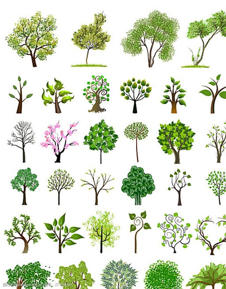 精致树木图标矢量绿色树木