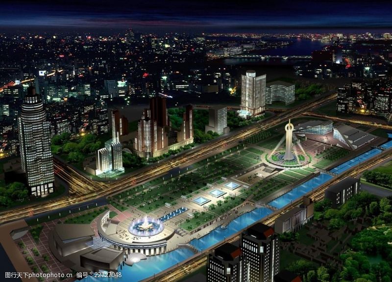 体育项目北京海淀体育馆夜景鸟瞰图