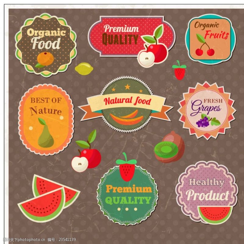 矢量水果素材水果贴纸商标