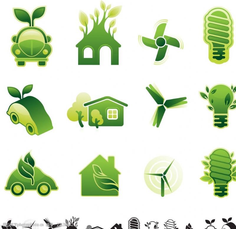 能源手提袋绿色环保图标