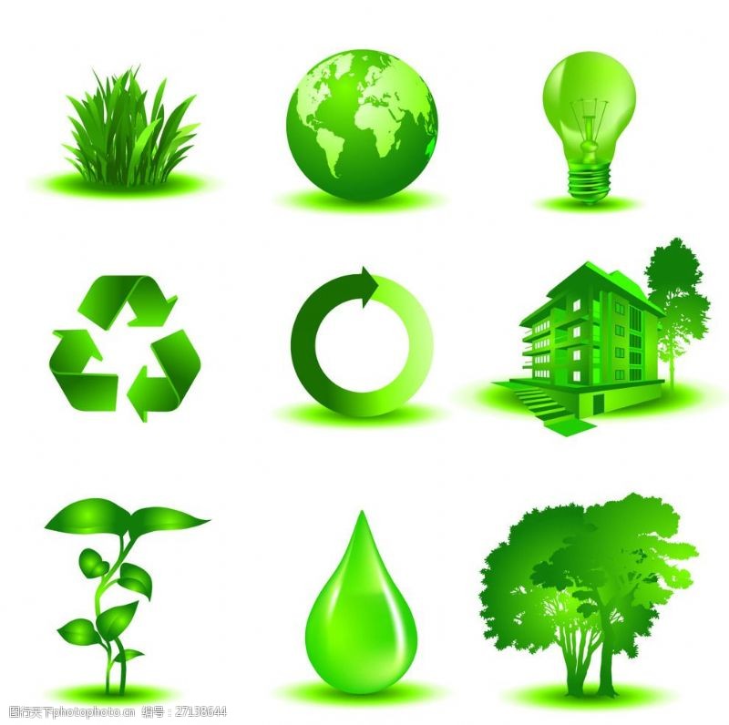 能源手提袋绿色环保图标