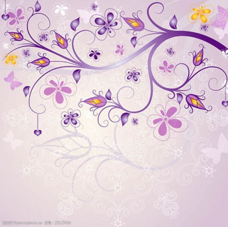 紫色玫瑰请柬紫色花底纹