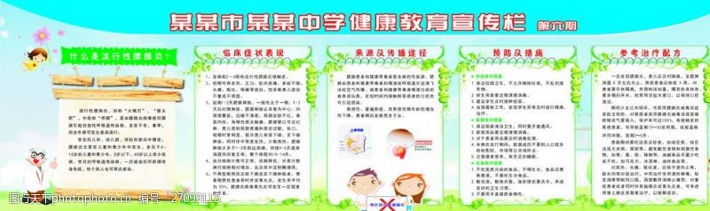 预防流感流行性腮腺炎的防治宣传栏