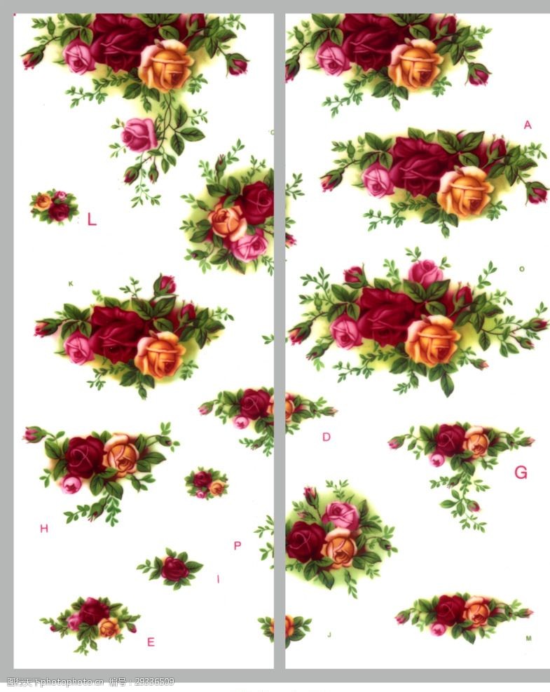 玫瑰花模板下载花之心语移门图案