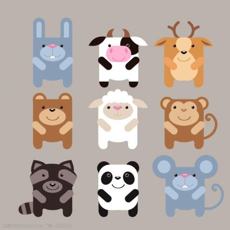 卡通熊猫可爱动物设计素材