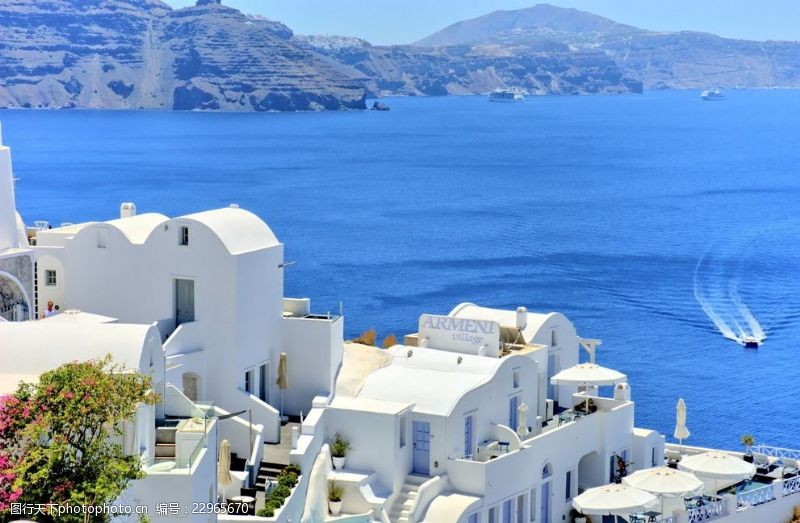 希腊爱情海圣托里尼岛风景