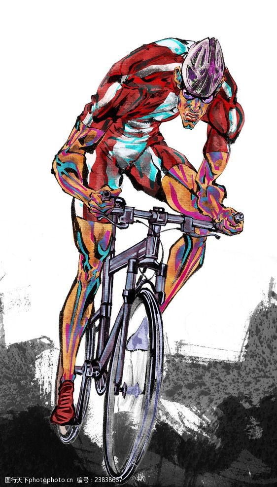 赛场手绘人物自行车运动员