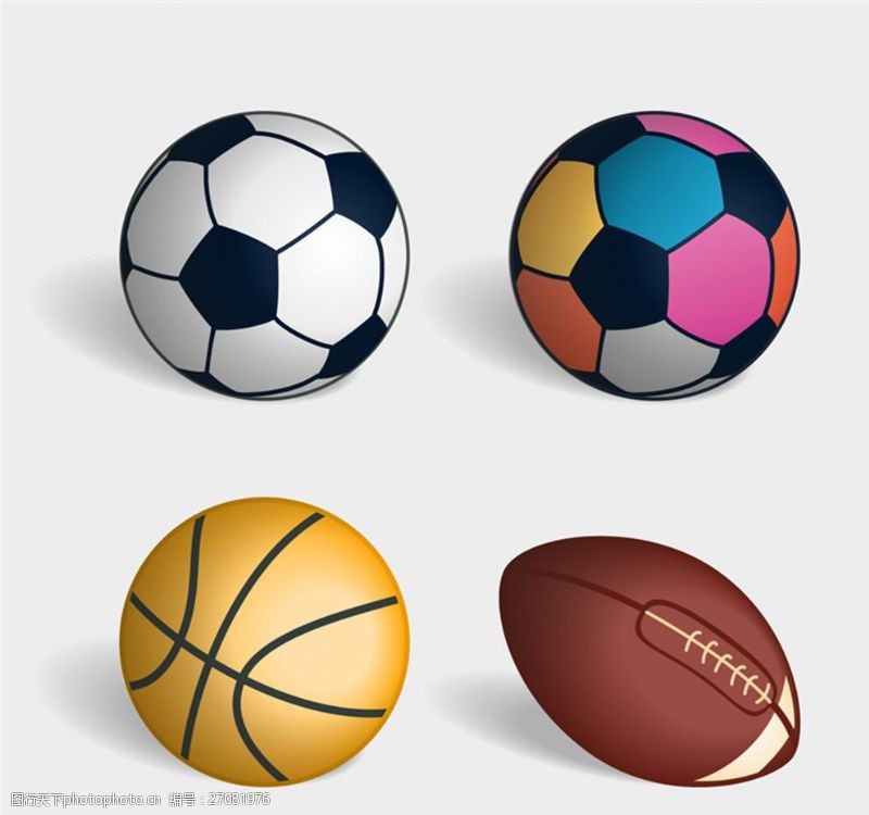 足球篮球精美球类矢量素材