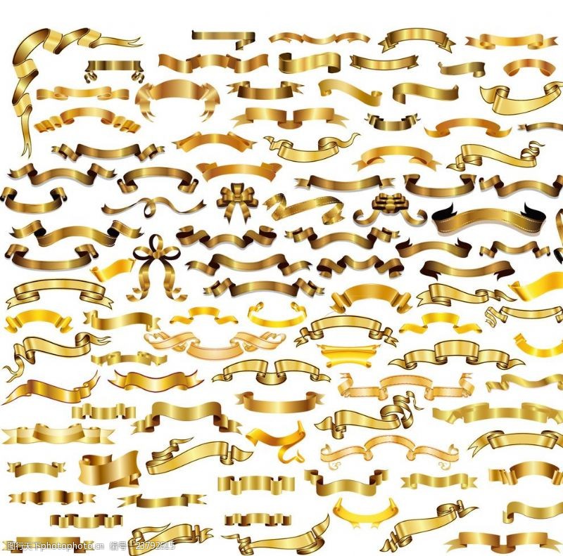 丝绸飘带金色丝带矢量素材