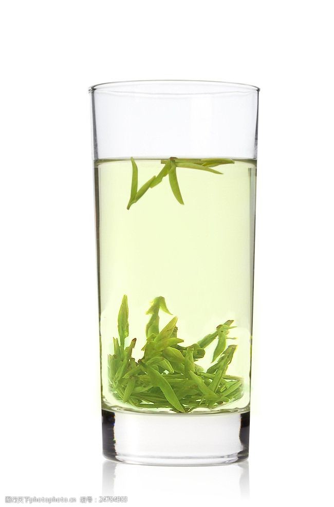 绿色茶透明玻璃杯茶叶图