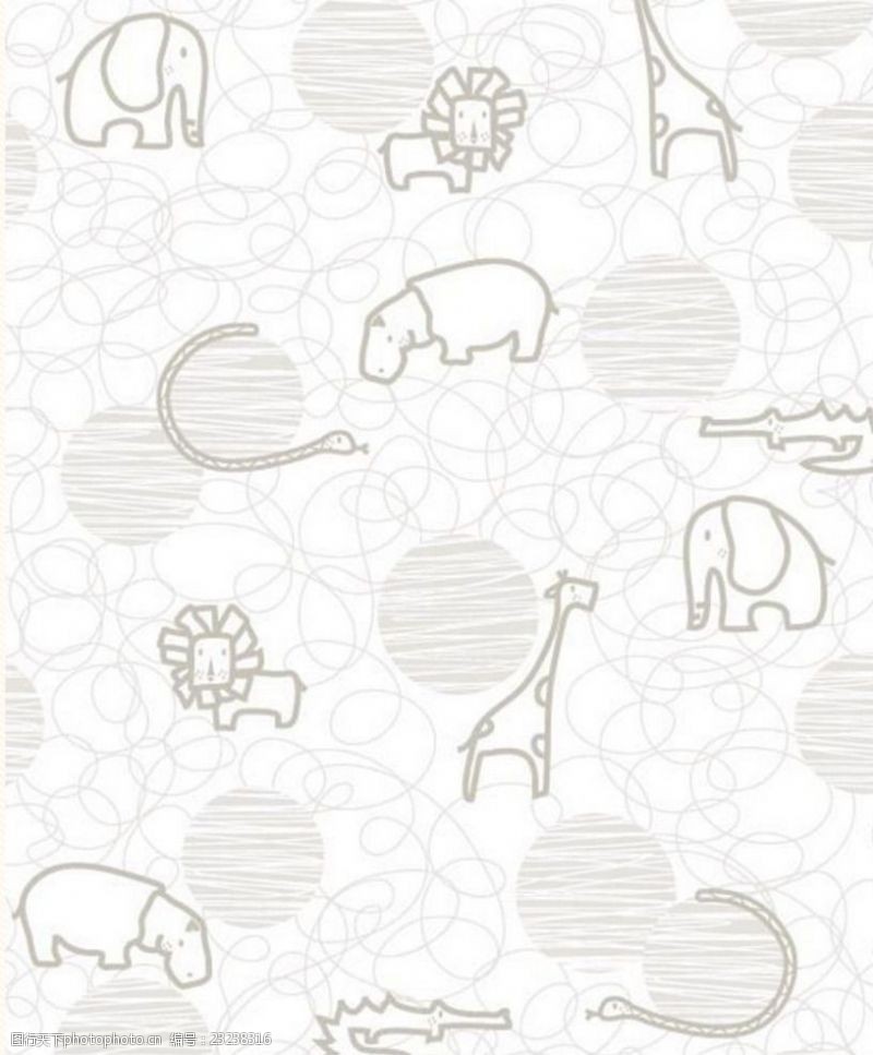 可爱的小象涂鸦线上的动物园
