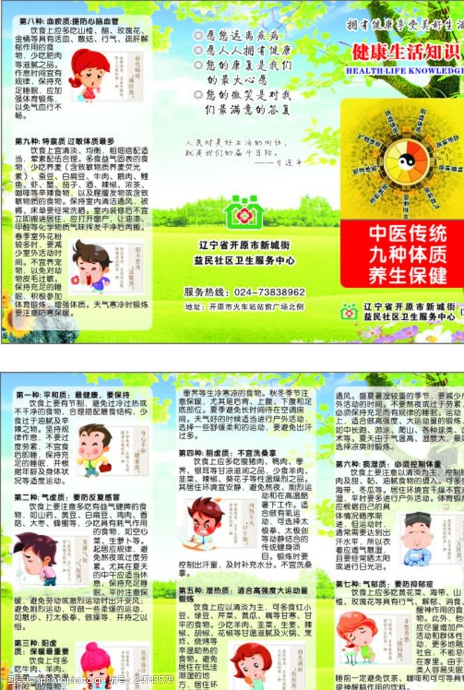 中医科三折页中医传统九种体质养生保健dm