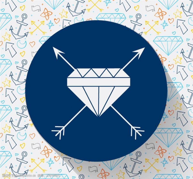 爱心箭创意钻石标签背景矢量素材