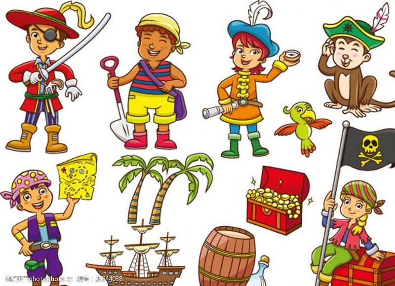 儿童海盗船可爱卡通海盗