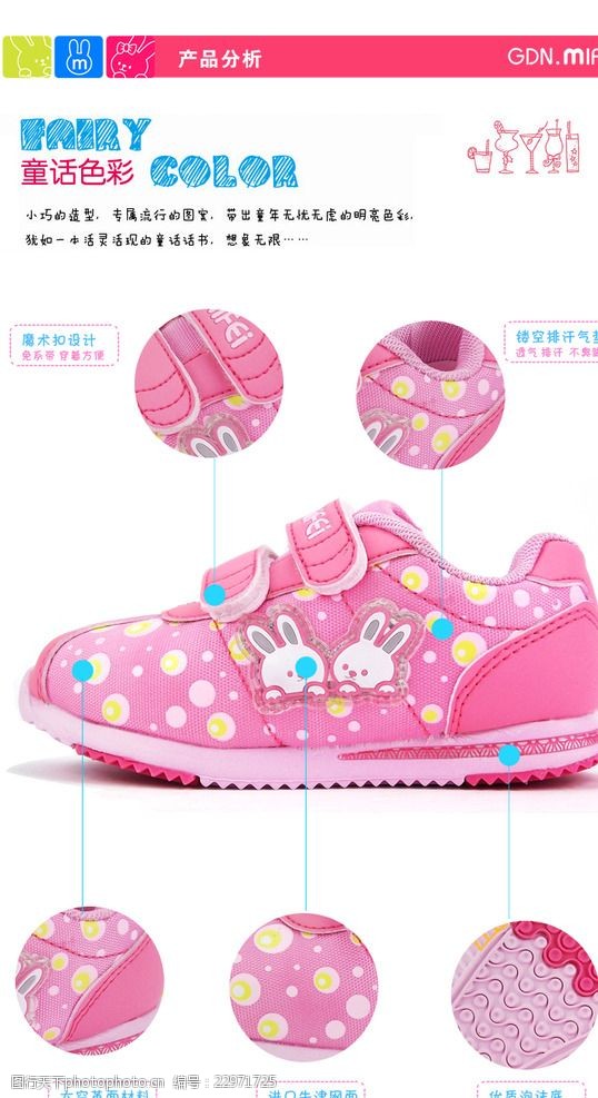 产品描述淘宝儿童鞋宣传展示页面